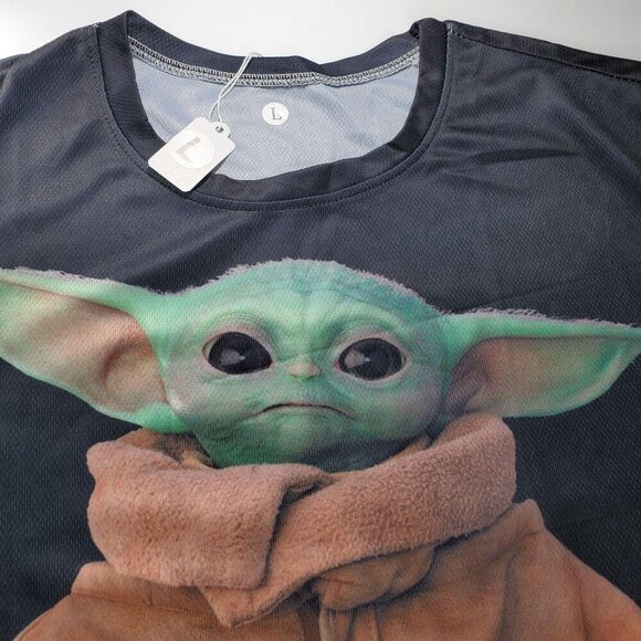 Star Wars Mandalorian Tee Shirt Men Grogu Yoda Graphic Knit Short Sleeve Top - Picture 5 of 11